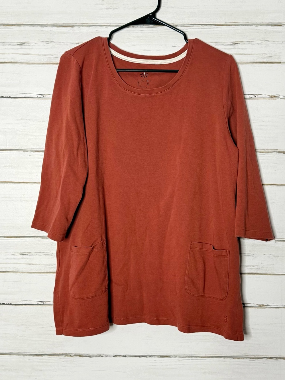 Isaac Mizrahi Live Rust 3/4 Sleeve Pocket Top Size L